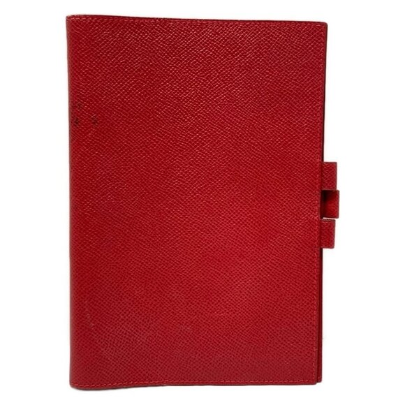 Auth HERMES Globetrotter - Vermillion Veau Graine Couchevel Square A Agenda - Picture 1 of 7
